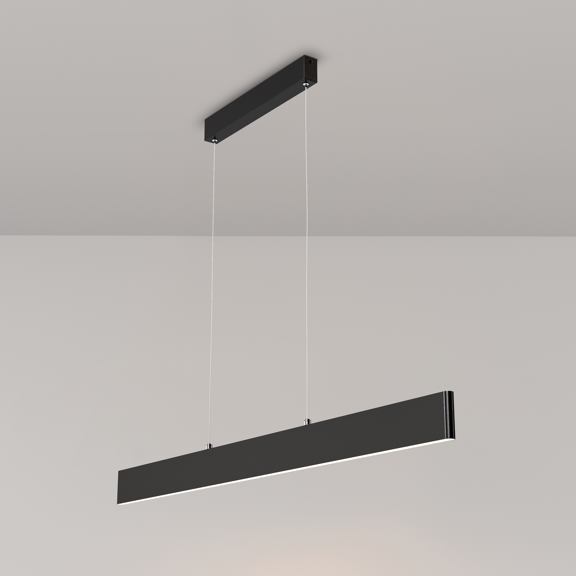 Step LED Linear Pendant Lamp, Black Metal, 30W, Warm White 3000K, 118.50cm Length