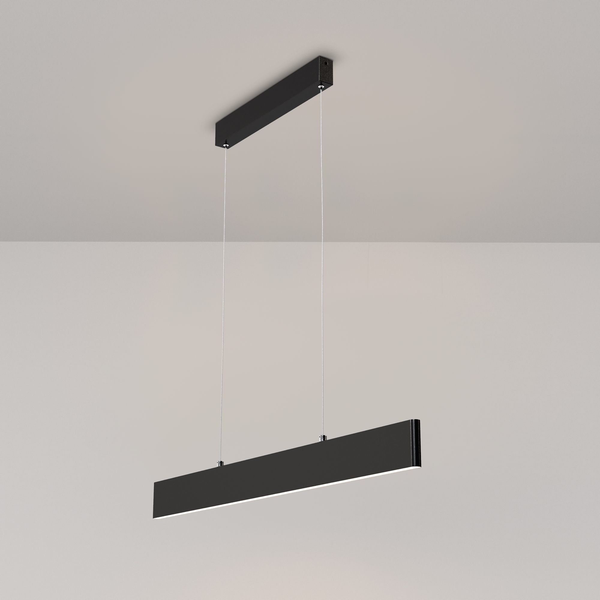 Step LED Linear Pendant Light, Black Metal, 23W, Warm White 3000K, 91cm Length