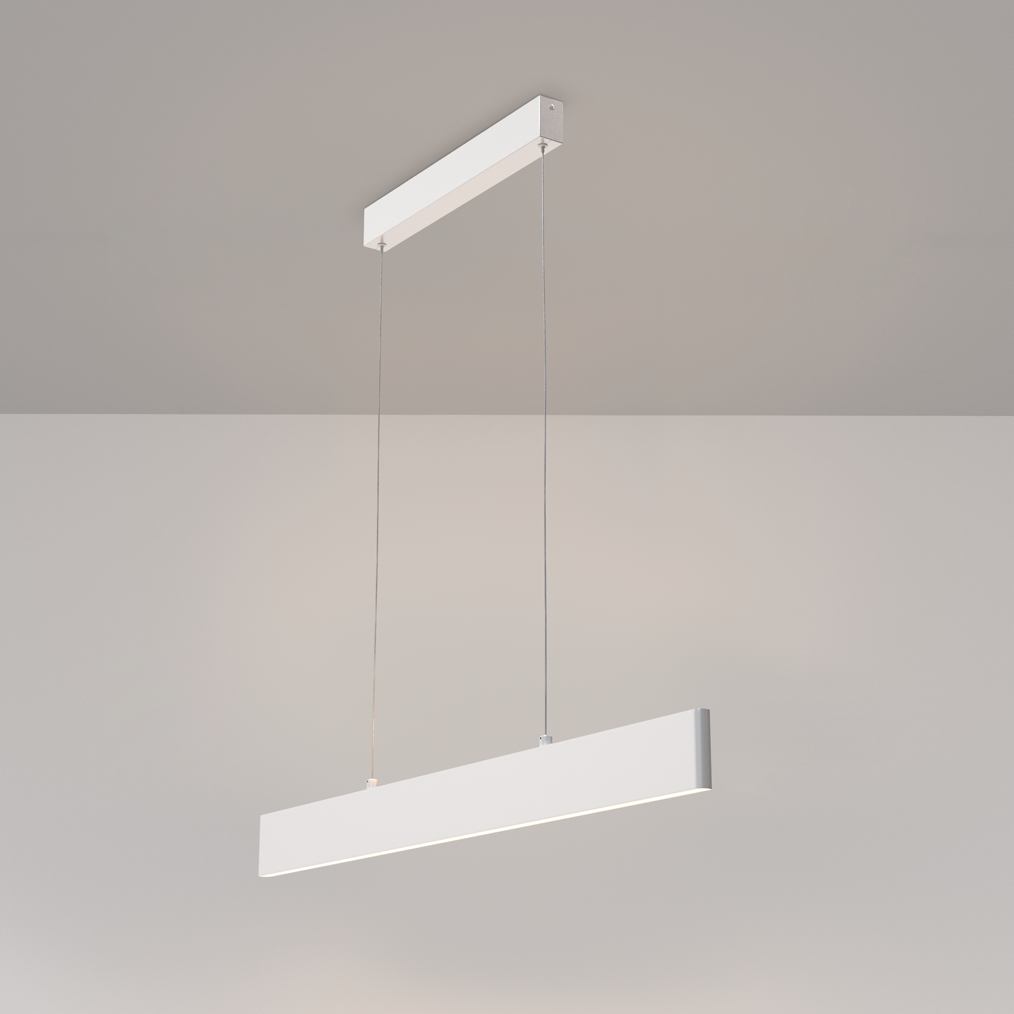 Step LED Linear Pendant Lamp, White Metal, 23W, Warm White 3000K, 91cm Length
