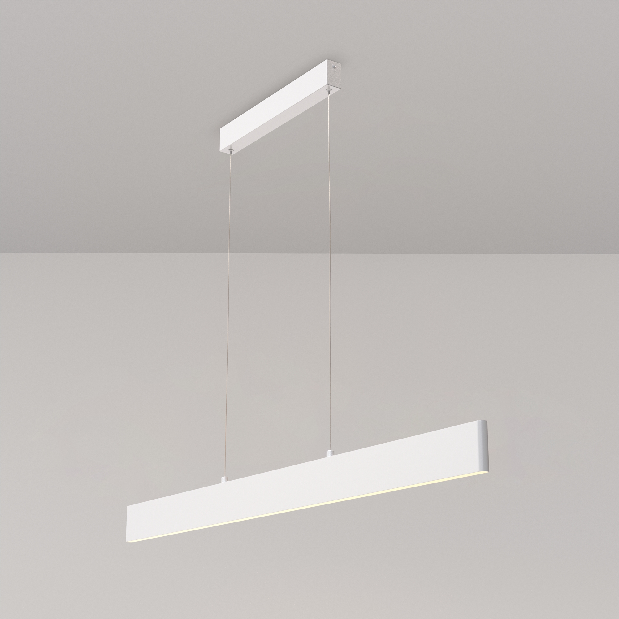 Step LED Linear Pendant Lamp, White Metal, 30W, Warm White 3000K, 118.50cm Length