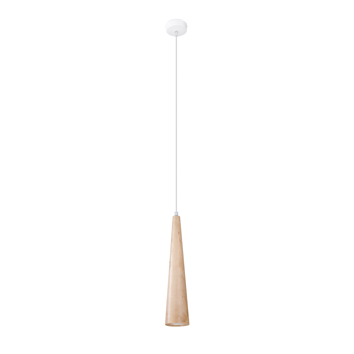 Syla Single Natural Wood Pendant Lamp, GU10, White, 8cm Width