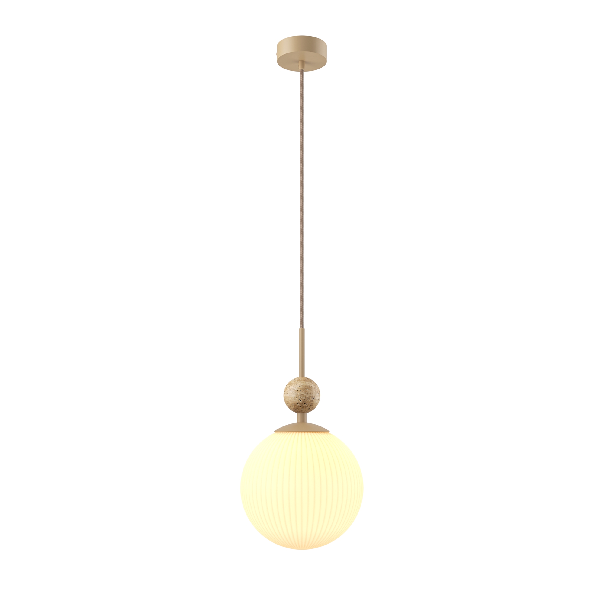 Tavo Stone Pendant Light, Beige, Opal Glass, 1 Lamp, 20cm Width