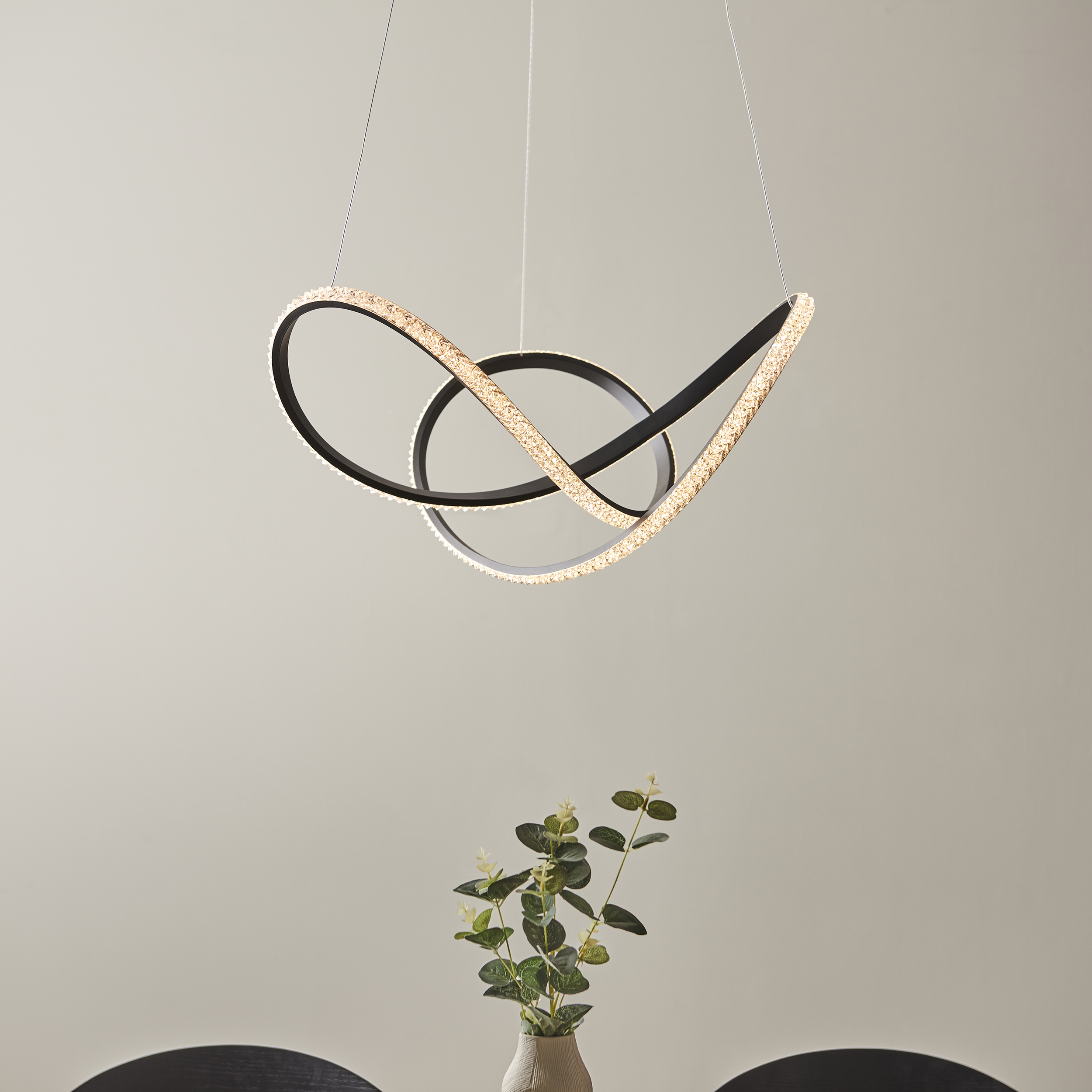 Xeno LED Pendant Lamp, Black, Facted, 55cm