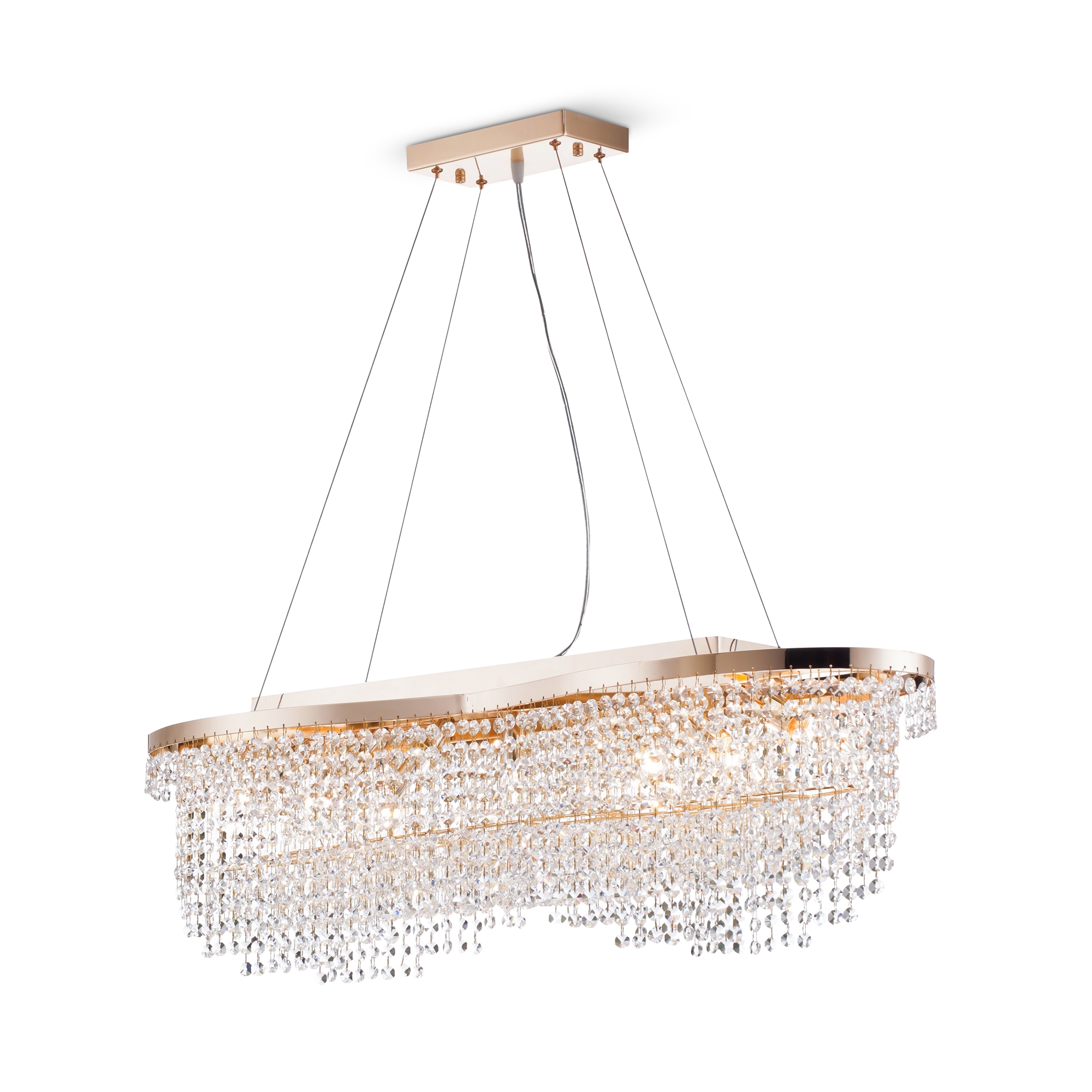 Toils Linear Crystal Chandelier, Gold, 7 Light, 93.3cm Wide