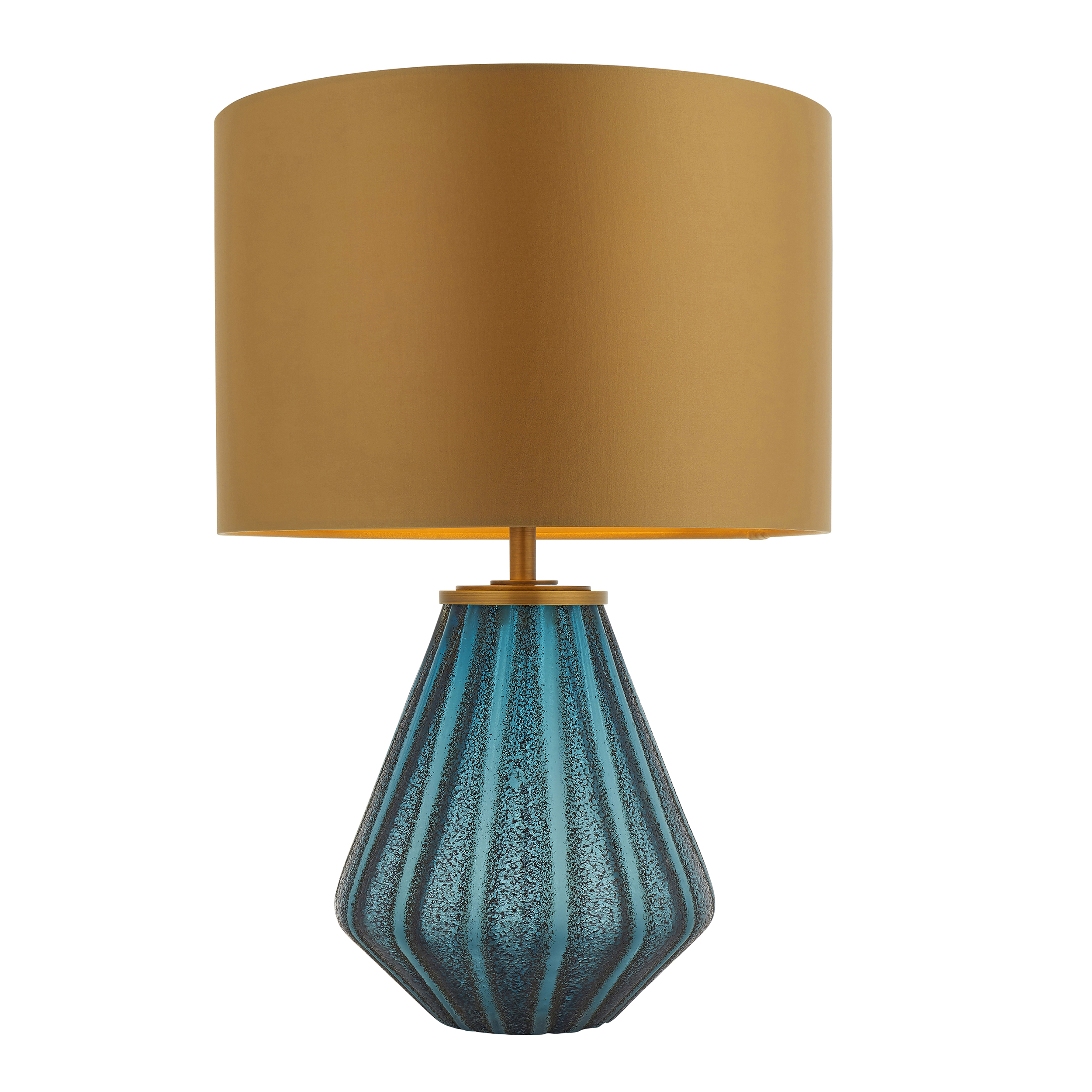 Alina Table Lamp, Turquoise Blue, Glass, Gold Shade