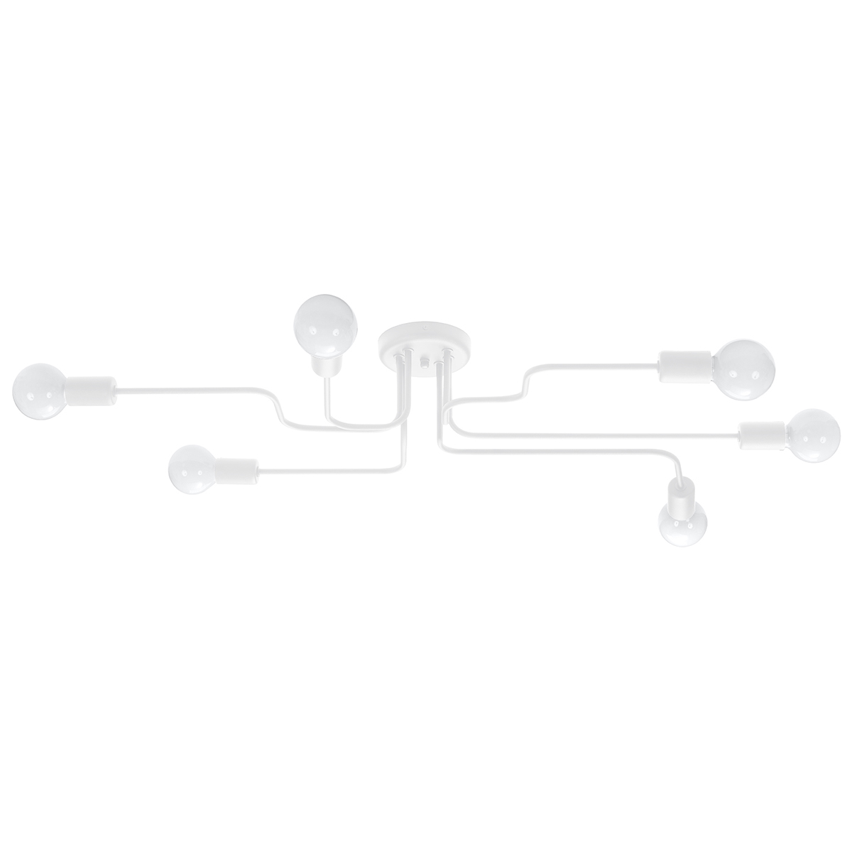 Vekta 6 Light Semi Flush Ceiling Lamp, White Metal, 80cm Length