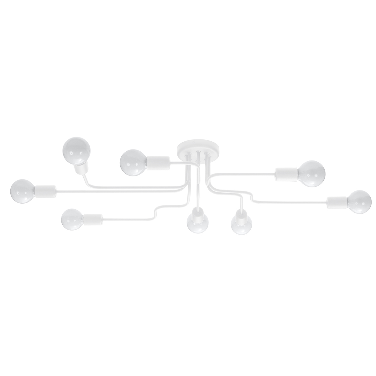 Vekta 8 Lamp Semi Flush Ceiling Light, White Metal, 103cm Length