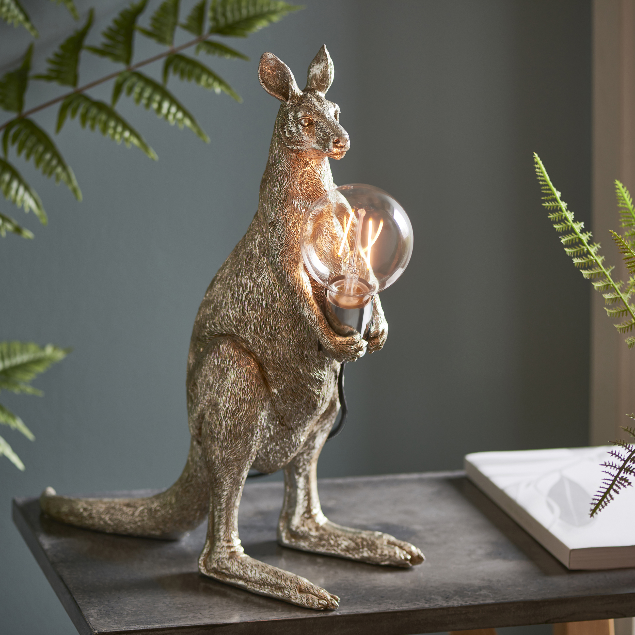 Twig The Kangaroo, Table Lamp, Vintage Silver, 1 Light