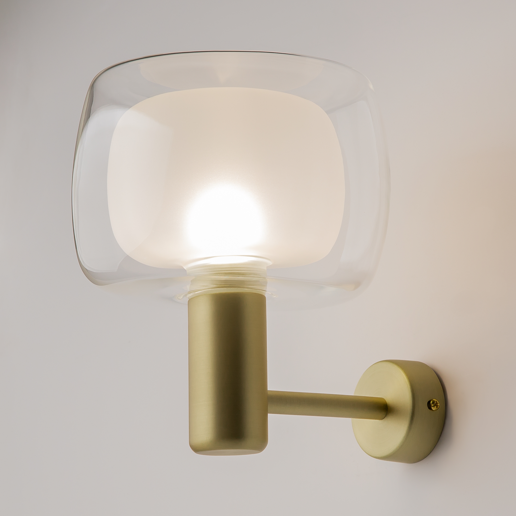 Vision Gold Wall Light, Clear & Frosted Glass, 1 Lamp, 18cm Wide
