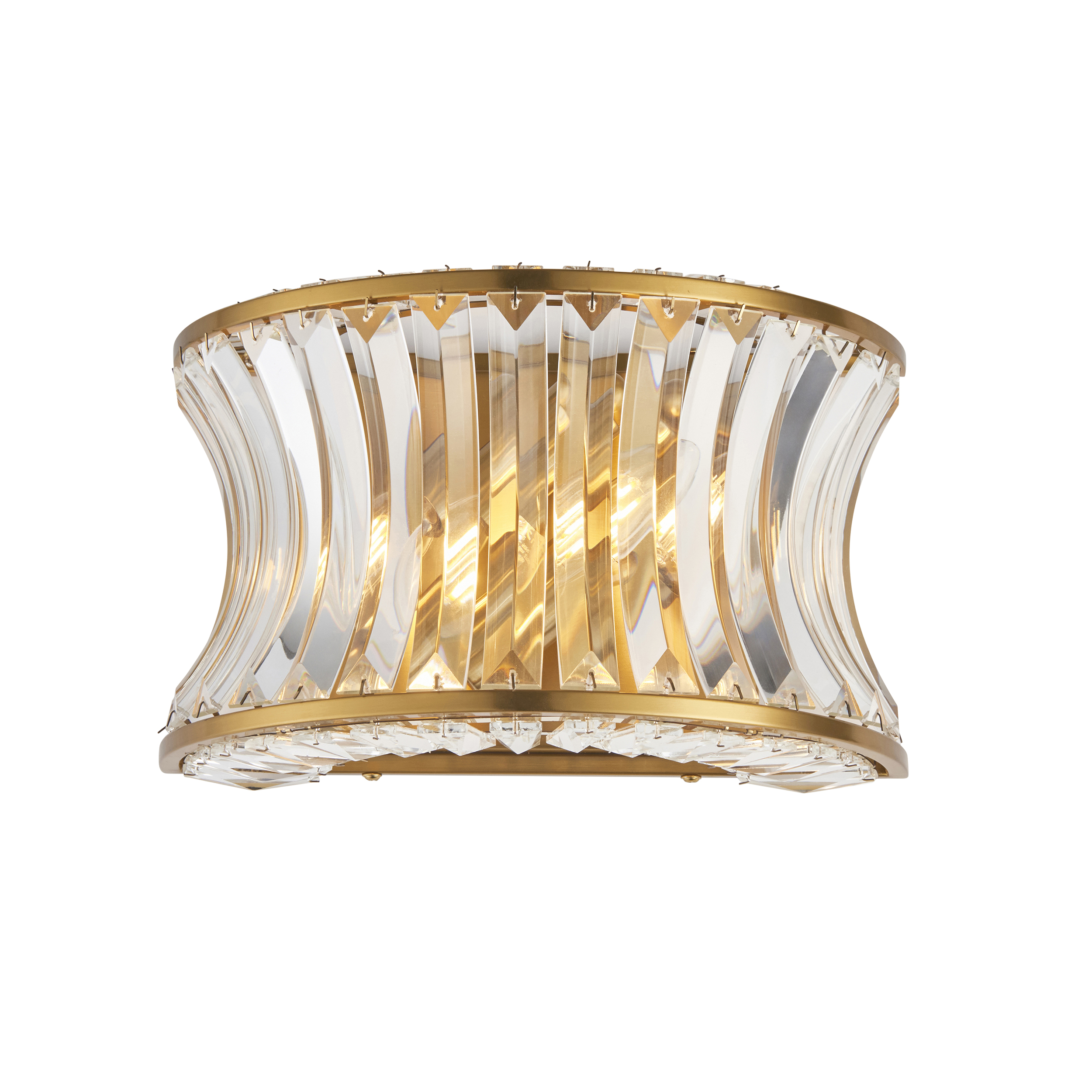 Ares Wall light, Brushed Brass, Glass, Crystal, 2 Light