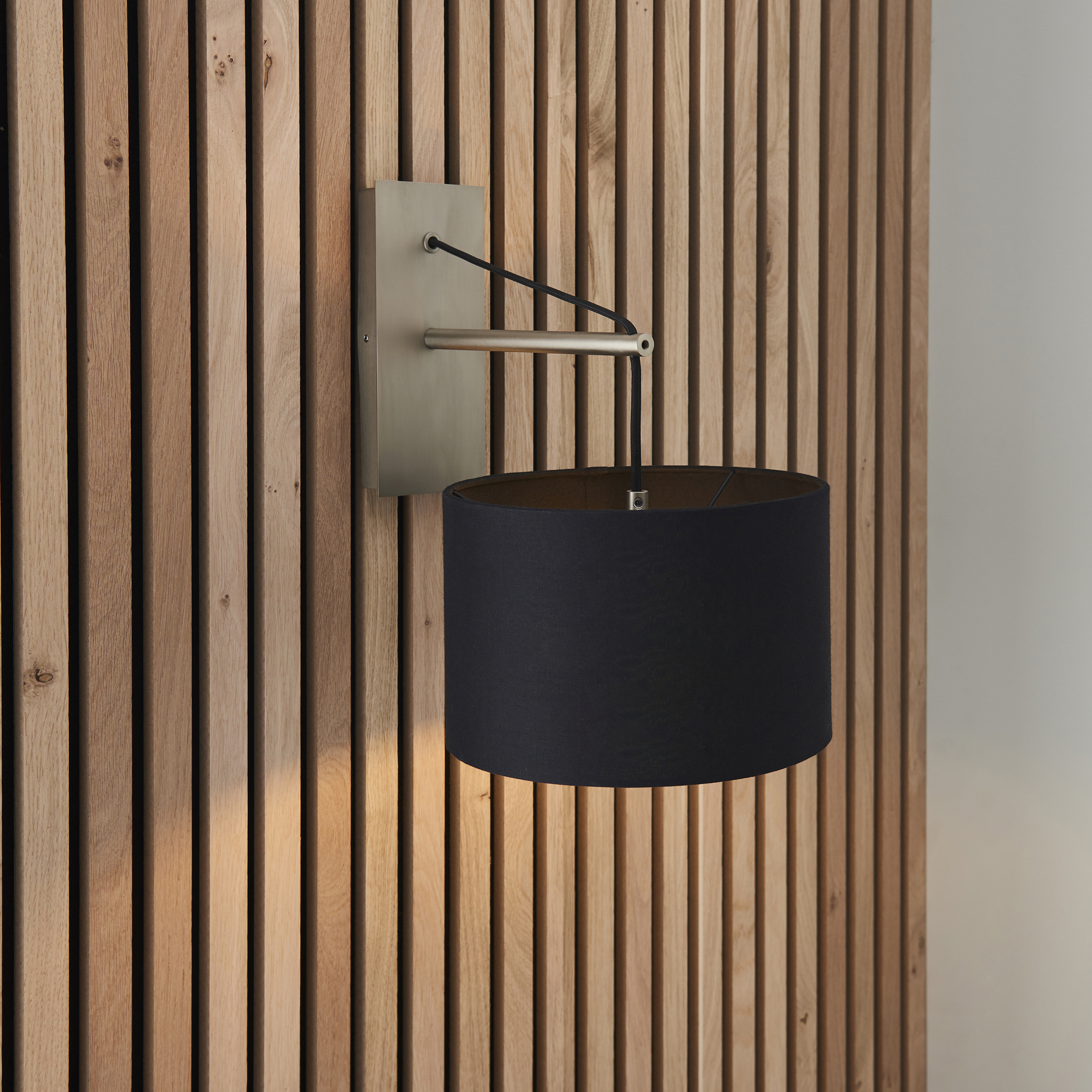 Magna Wall Light, Nickel, 1 Lamp, Black Lampshade