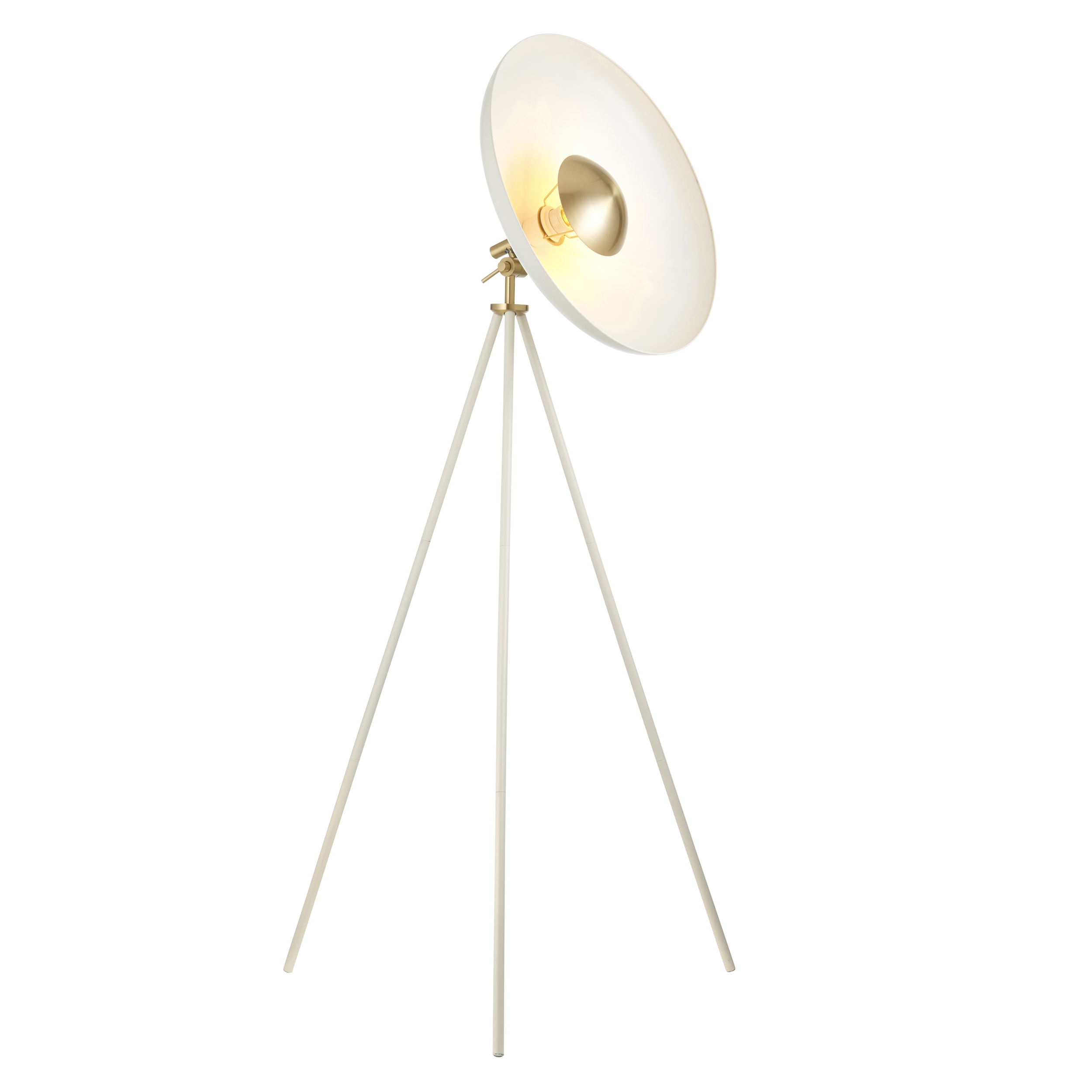 Tota Floor Lamp, Coned Shape, White, Brass