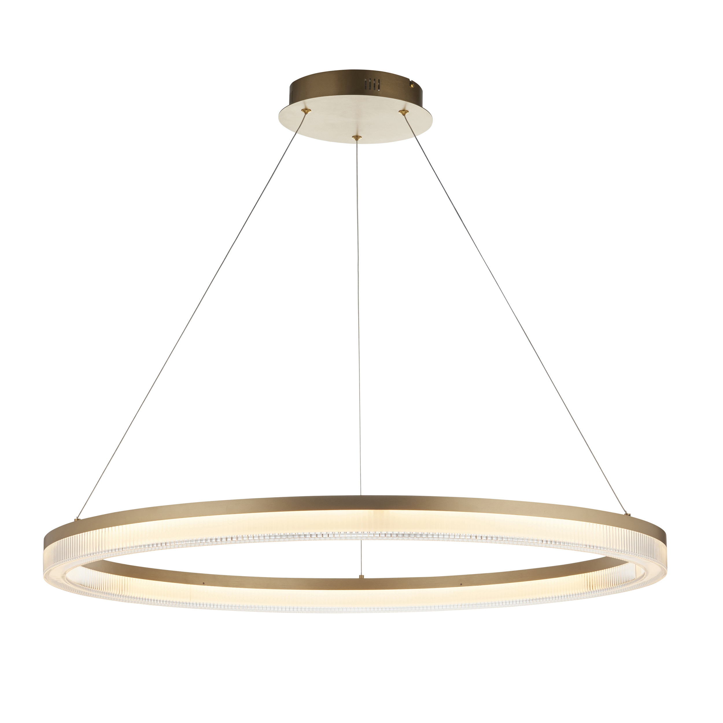 Orbis LED Ring Pendant Light, 80cm Diameter, Gold, Opal Acrylic, 3000k Warm White