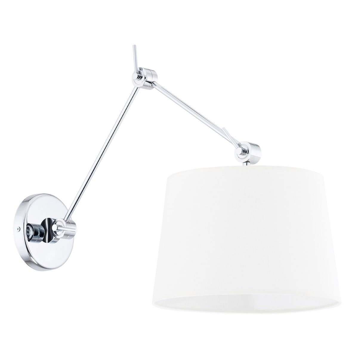 Zak Extendable Wall Lamp, Chrome, White Shade, 30cm Width