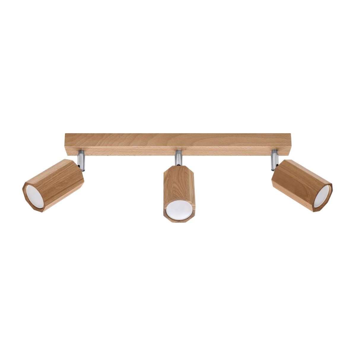 Zyk Wood Ceiling Spotlight Bar, 3 Lamp, Oak, GU10, 45CM Length